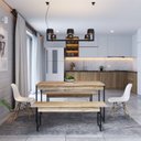 Ver imagem 5 de Conjunto Mesa de Jantar com 2 Bancos Estilo Industrial Active Yescasa Marrom/Carvalho