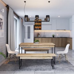 Conjunto Mesa de Jantar com 2 Bancos Estilo Industrial Active Yescasa - 5