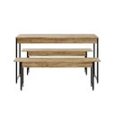 Ver imagem 3 de Conjunto Mesa de Jantar com 2 Bancos Estilo Industrial Active Yescasa Marrom/Carvalho