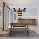 Ver imagem 2 de Conjunto Mesa de Jantar com 2 Bancos Estilo Industrial Active Yescasa Marrom/Carvalho Dark