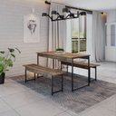 Ver imagem 1 de Conjunto Mesa de Jantar com 2 Bancos Estilo Industrial Active Yescasa Marrom/Carvalho Dark