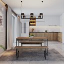 Ver imagem 2 de Conjunto Mesa de Jantar com 2 Bancos Estilo Industrial Active Yescasa