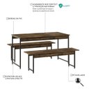 Ver imagem 5 de Conjunto Mesa de Jantar com 2 Bancos Estilo Industrial Active Yescasa Marrom/Carvalho Dark