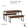 Conjunto Mesa de Jantar com 2 Bancos Estilo Industrial Active Yescasa - 5