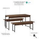 Ver imagem 5 de Conjunto Mesa de Jantar com 2 Bancos Estilo Industrial Active Yescasa