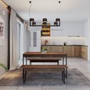 Ver imagem 2 de Conjunto Mesa de Jantar e 2 Bancos Industrial Aço MDP 135cm Preta e Marrom Yescasa Nogal