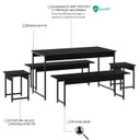 Ver imagem 5 de Conjunto Mesa de Jantar com 2 Bancos 2 Banquetas Estilo Industrial Aço Active Preto Ônix Yescasa