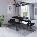 Ver imagem 1 de Conjunto Mesa de Jantar com 2 Bancos 2 Banquetas Estilo Industrial Active Yescasa