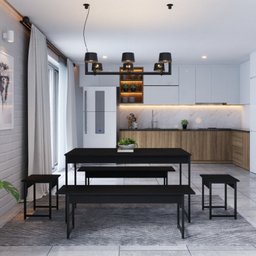 Conjunto Mesa de Jantar com 2 Bancos 2 Banquetas Estilo Industrial Active Yescasa - 4