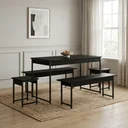 Ver imagem 1 de Conjunto Mesa de Jantar com 2 Bancos 2 Banquetas Estilo Industrial Aço Active Preto Ônix Yescasa