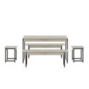 Ver imagem 2 de Conjunto Mesa de Jantar com 2 Bancos 2 Banquetas Estilo Industrial Active Yescasa Branco/Snow