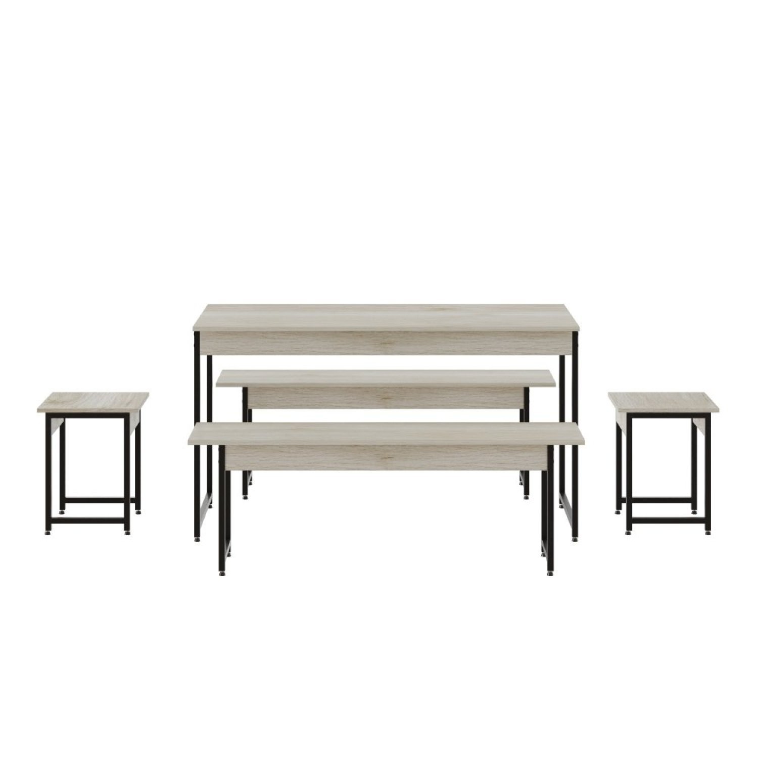 Conjunto Mesa de Jantar com 2 Bancos 2 Banquetas Estilo Industrial Active Yescasa - 2