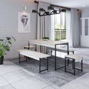 Ver imagem 1 de Conjunto Mesa de Jantar com 2 Bancos 2 Banquetas Estilo Industrial Active Yescasa