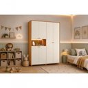 Ver imagem 1 de Guarda Roupa Infantil Vittoria 4 Portas de Bater 2 Gavetas MDP Cinamomo Off White 150cm Vittoria