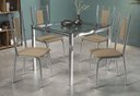 Ver imagem 1 de Conjunto Sala de Jantar Mesa com 4 Cadeiras Estofadas Cromado 051 Kappesberg Crome Cromado/capuccino
