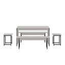 Ver imagem 2 de Conjunto Mesa de Jantar com 2 Bancos 2 Banquetas Estilo Industrial Active Yescasa Branco/Chess