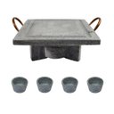 Ver imagem 1 de Fogareiro G Chapa Quadrada 25x25cm e Molheiras Pedra Sabão