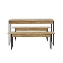 Ver imagem 2 de Conjunto Mesa Jantar 6 Lugares Industrial 2 Bancos 2 Banquetas Aço Active Carvalho Yescasa Marrom