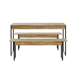 Conjunto Mesa de Jantar com 2 Bancos 2 Banquetas Estilo Industrial Active Yescasa - 2