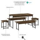 Ver imagem 5 de Conjunto Mesa de Jantar com 2 Bancos 2 Banquetas Estilo Industrial Active Yescasa Marrom/Carvalho Dark
