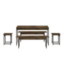Ver imagem 2 de Conjunto Mesa de Jantar com 2 Bancos 2 Banquetas Estilo Industrial Active Yescasa Marrom/Carvalho Dark