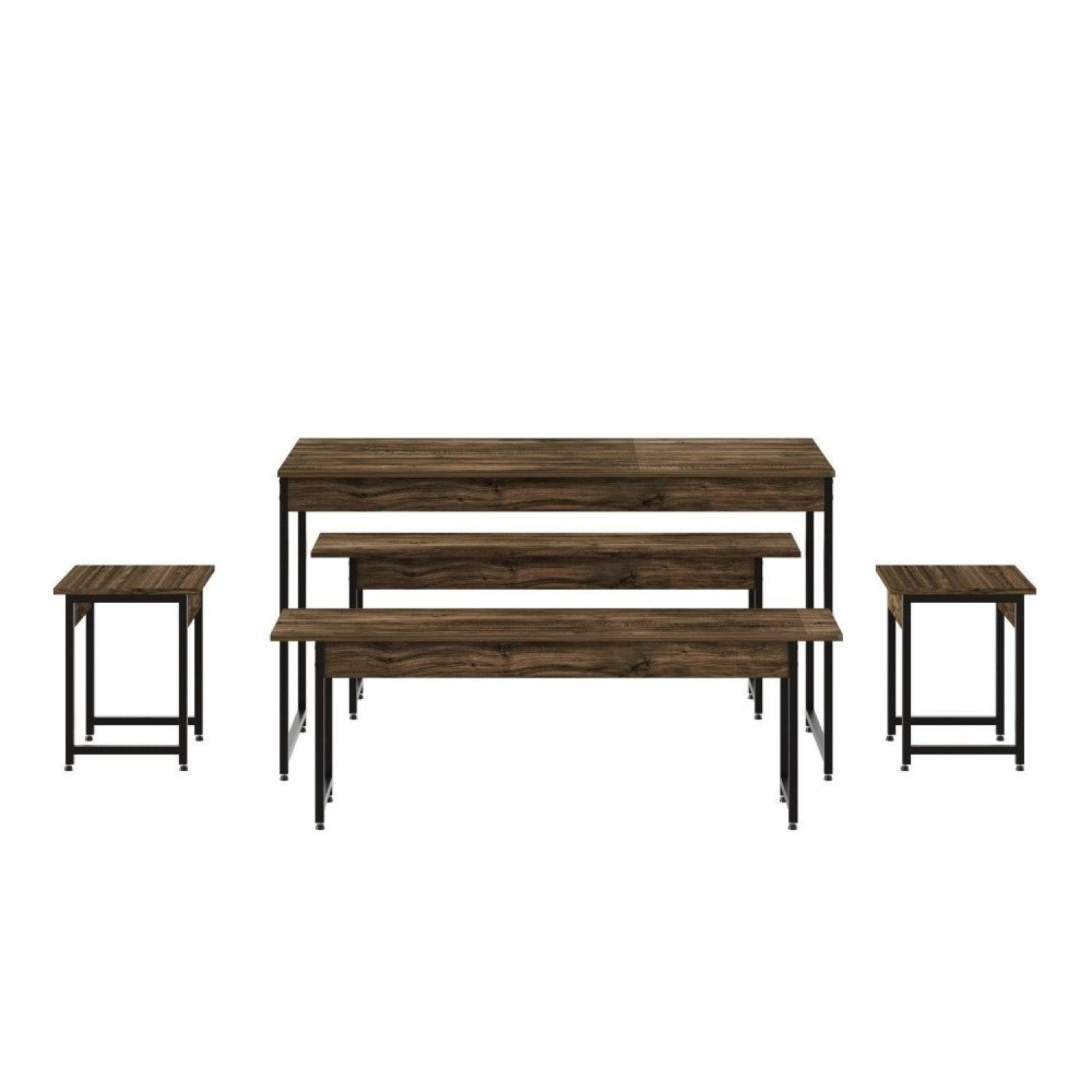 Conjunto Mesa de Jantar com 2 Bancos 2 Banquetas Estilo Industrial Active Yescasa - 2