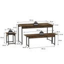 Ver imagem 3 de Conjunto Mesa de Jantar com 2 Bancos 2 Banquetas Estilo Industrial Active Yescasa Marrom/Carvalho Dark