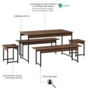 Ver imagem 7 de Conjunto Mesa de Jantar com 2 Bancos e 2 Banquetas Estilo Industrial Aço e Active Nogal Yescasa Marrom