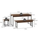 Ver imagem 2 de Conjunto Mesa de Jantar com 2 Bancos e 2 Banquetas Estilo Industrial Aço e Active Nogal Yescasa Marrom