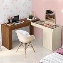 Ver imagem 1 de Escrivaninha Penteadeira Camarim de Canto com Espelho Star Freijó-off White - Mabe Magazine