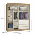 Ver imagem 6 de Guarda-Roupa Solteiro 2 Portas de Correr 4 Gavetas 100% MDF Zurique Amêndoa Off-White
