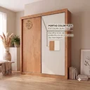 Ver imagem 4 de Guarda-Roupa Solteiro 2 Portas de Correr 4 Gavetas 100% MDF Zurique Amêndoa Off-White