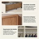 Ver mais imagens de Guarda-Roupa Solteiro 2 Portas de Correr 4 Gavetas 100% MDF Zurique Amêndoa Off-White