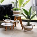 Ver imagem 6 de Cesta De Fibra Natural Seagrass Listrado Branco 23x30x30 Cm