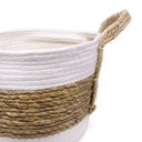 Ver imagem 4 de Cesta De Fibra Natural Seagrass Listrado Branco 23x30x30 Cm