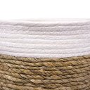 Ver imagem 3 de Cesta De Fibra Natural Seagrass Listrado Branco 23x30x30 Cm
