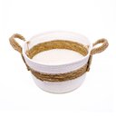 Ver imagem 5 de Cesta De Fibra Natural Seagrass Listrado Branco 23x30x30 Cm