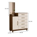 Ver imagem 4 de Cômoda Sapateira Lisboa 5 Gavetas com Espelho Castanho Wood/Off White - Moval
