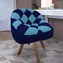 Ver imagem 1 de Poltrona Paloma Escritório Sala Giratória Madeira Suede Azul Marinho e Suede Azul Turquesa - Dominic