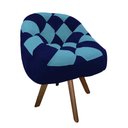 Ver imagem 2 de Poltrona Paloma Escritório Sala Giratória Madeira Suede Azul Marinho e Suede Azul Turquesa - Dominic