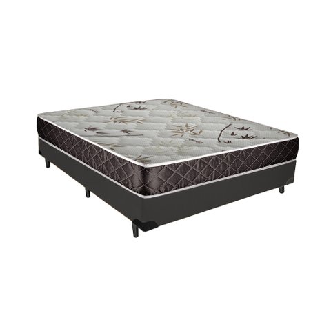 Cama Box Casal Colchão Aylla Espuma D33 Acolchões + Box Sintético 56x138x188 Cor:Cinza