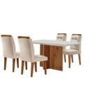 Ver imagem 6 de Sala De Jantar Mesa Olímpia 120cm Mdf Vidro Canto Reto Com 4 Cadeiras Carol Moderna Creme, Off