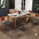 Ver imagem 2 de Mesa Capri 160 Off White Com 6 Cadeiras Allana B05 Couríssimo Camel Linho Cinza Escuro - Lyam
