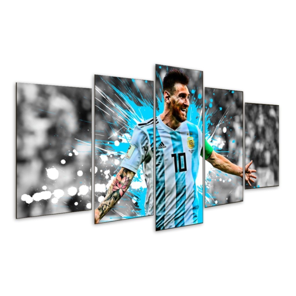 Quadro 5 Peças Mosaico Lionel Messi Argentina - 1