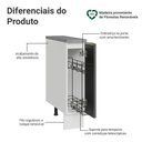 Ver imagem 3 de Balcão Porta-Temperos 20 cm 1 Porta Branco/Preto Lux Madesa
