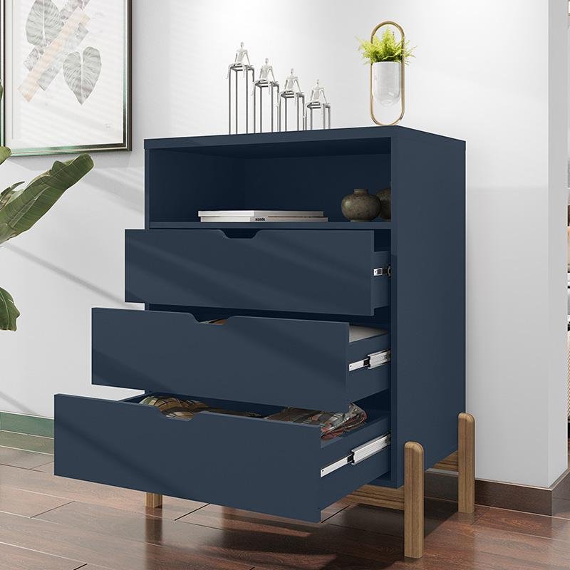 Cômoda Quarto Antares 3 Gavetas com Pés de Madeira Maciça Azul Cobalto - 2