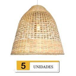 5 Pendente em Fibra Natural Artesanal Bambu Bancada Nat18 - 3