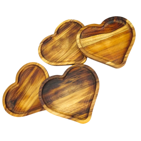 Pires de Coração em Madeira Teca Mesa Posta Luxo