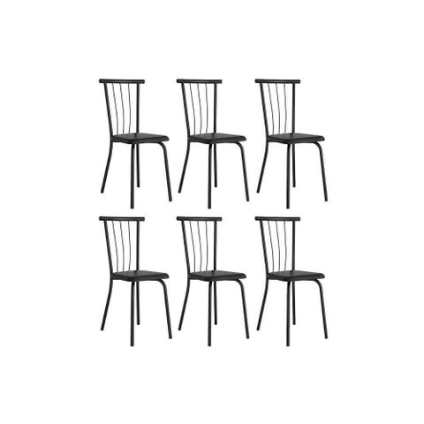 Cadeira Sala de Jantar 154 Aço Kit 6 Uni Preto/courano Preto - Carraro