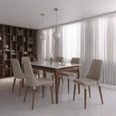 Ver imagem 1 de Conjunto de Jantar Mesa c/Vidro 1,60 Addar 6 Cadeiras Loren - Fendi